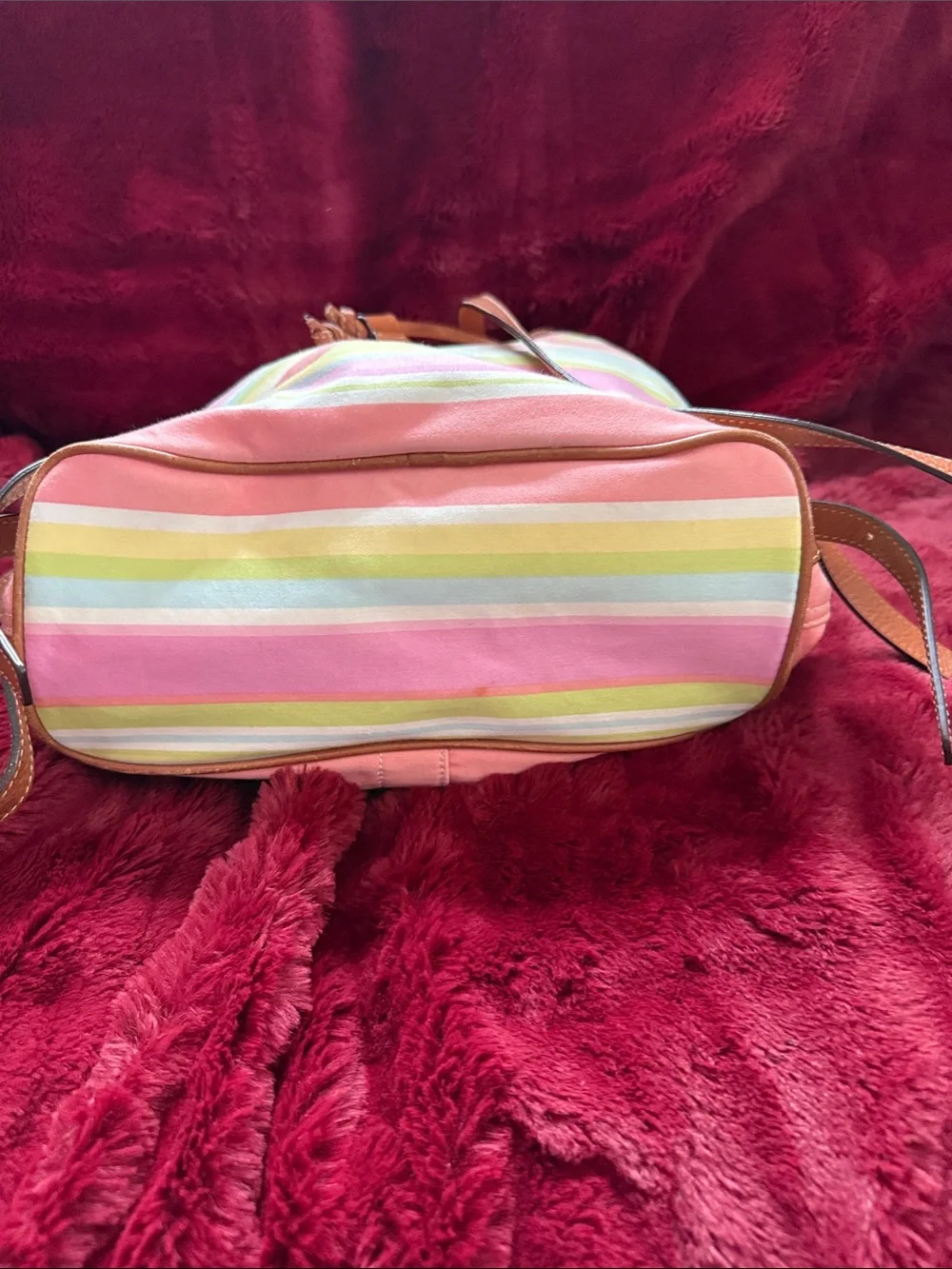 Vintage Coach Multicolor Pastel Striped Drawstring Backpack - Picture 3 of 4